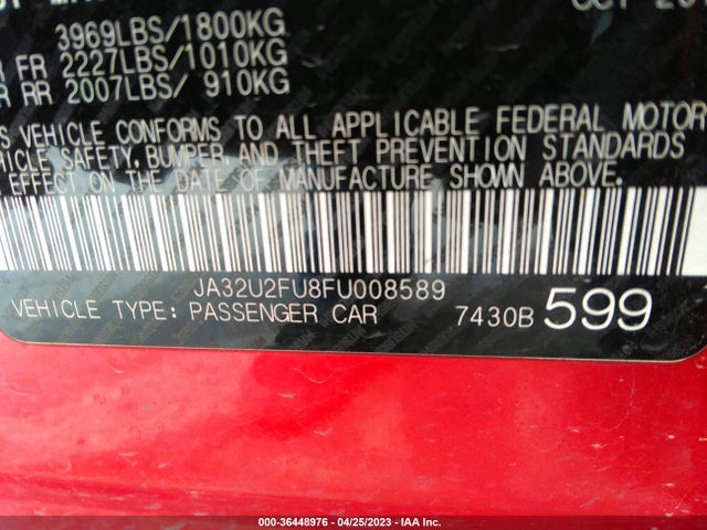 JA32U2FU8FU008589 Mitsubishi LANCER ES