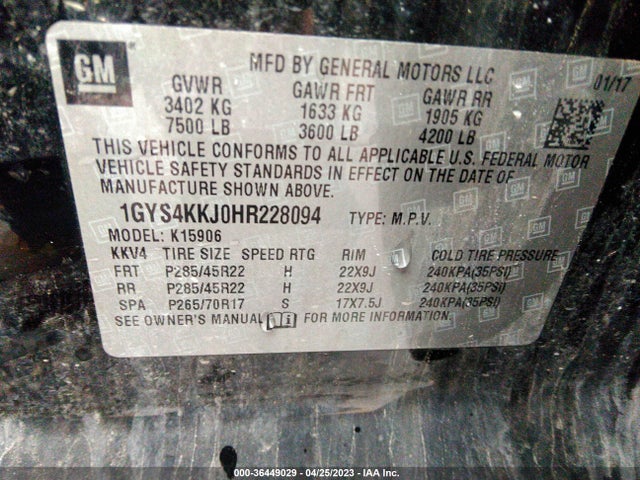 1GYS4KKJ0HR228094 Cadillac Escalade Esv Platinum