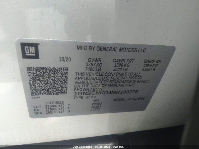 Chevrolet Tahoe Lt 2021 1GNSCNKD4MR190276 Image 9