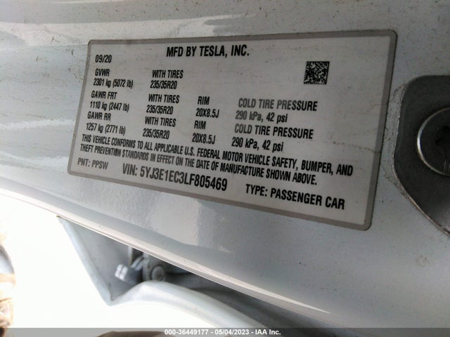 Tesla Model 3 Performance 2020 5YJ3E1EC3LF805469 Image 9