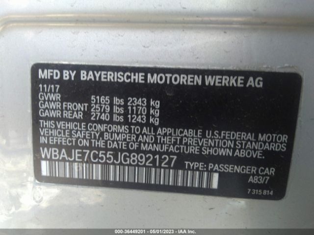 WBAJE7C55JG892127 BMW 5 Series 540i Xdrive