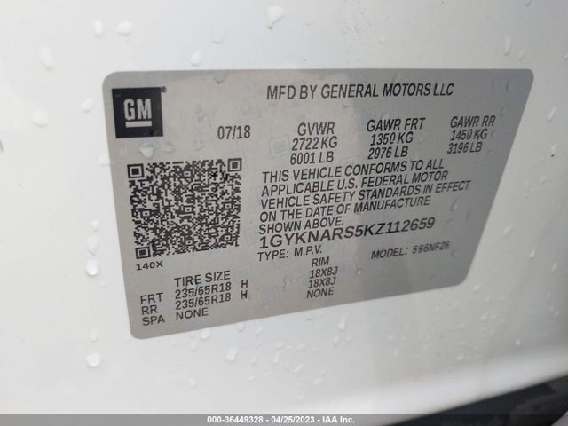 1GYKNARS5KZ112659 Cadillac Xt5 Fwd