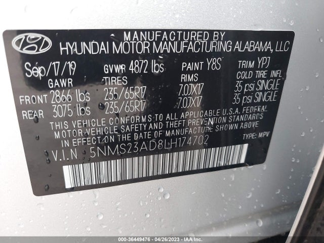 Hyundai Santa Fe Se 2020 5NMS23AD8LH174702 Image 10