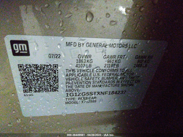 Chevrolet MALIBU RS 2022 1G1ZG5STXNF184237 Image 10