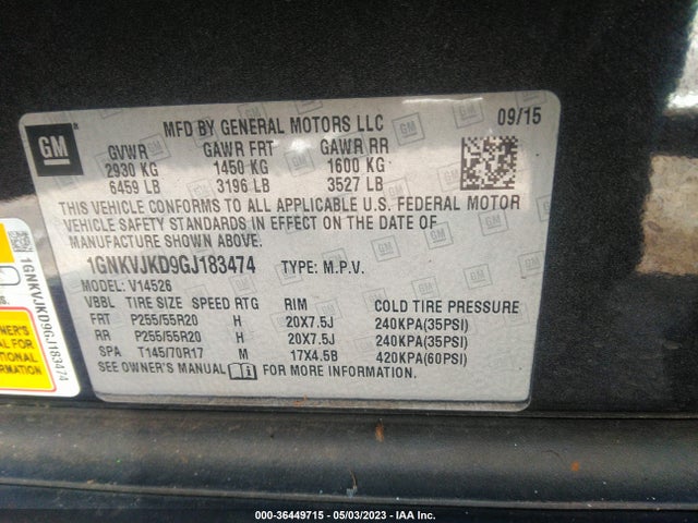 Chevrolet Traverse Ltz 2016 1GNKVJKD9GJ183474 Image 9