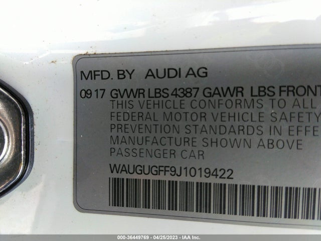 Audi A3 Sedan Premium Plus 2018 WAUGUGFF9J1019422 Image 9