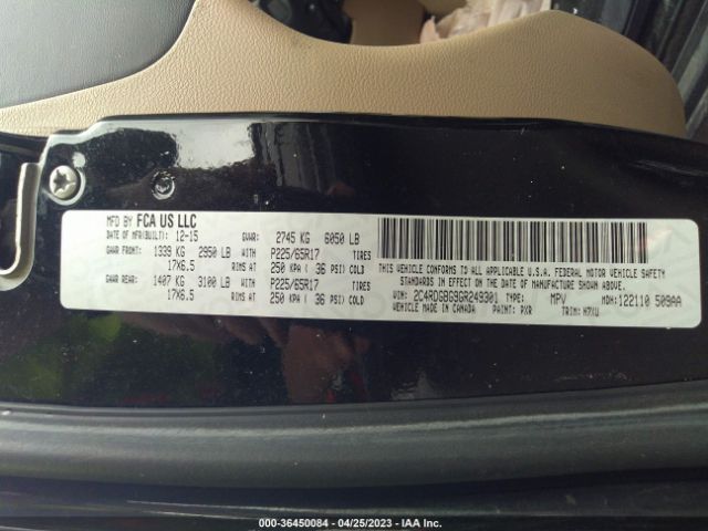 2C4RDGBG9GR249301 Dodge Grand Caravan Se