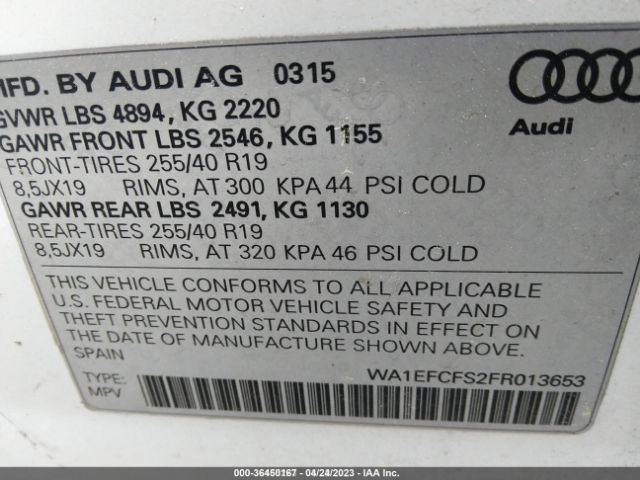 WA1EFCFS2FR013653 Audi Q3 2.0t Premium Plus