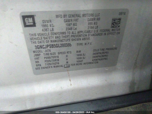 Chevrolet Trax Lt 2016 3GNCJPSB5GL280388 Image 9