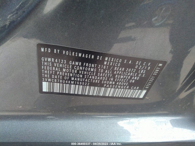 3VWCB7BU4KM159522 Volkswagen Jetta S/se/r-line