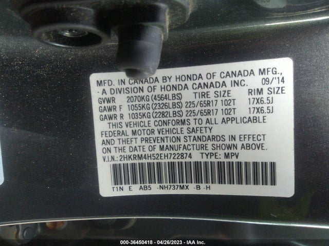 Honda CR-V EX 2014 2HKRM4H52EH722874 Image 9