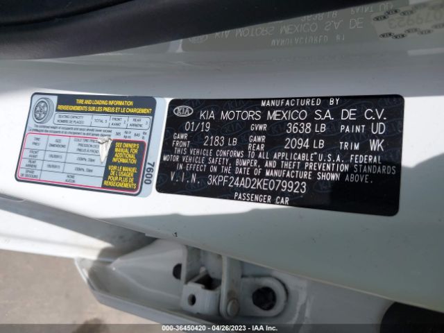 3KPF24AD2KE079923 KIA FORTE FE