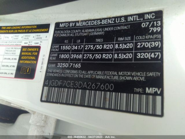 2013 MERCEDES-BENZ GL-CLASS 4JGDF7CE3DA267600 Photo 8