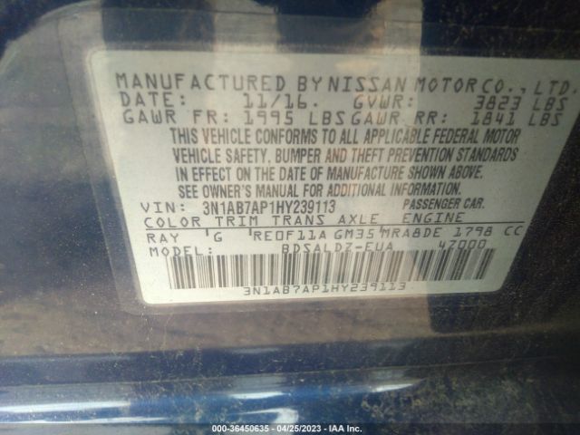 3N1AB7AP1HY239113 Nissan SENTRA SV