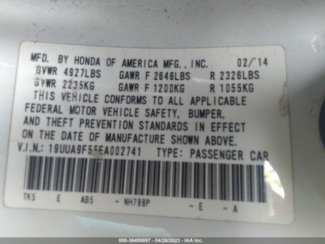 19UUA9F55EA002741 Acura TL TECH