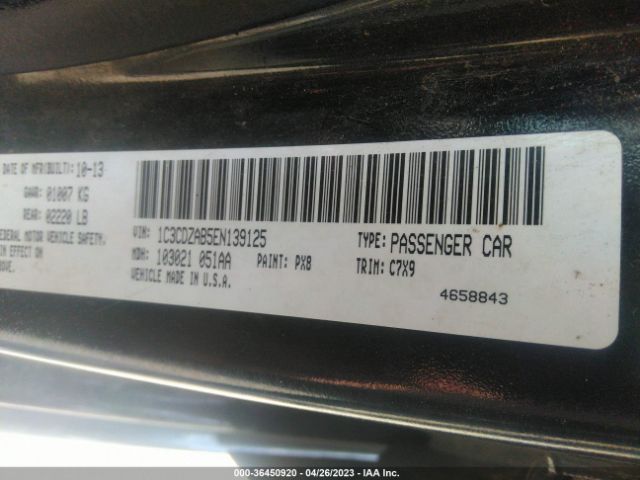 1C3CDZAB5EN139125 Dodge AVENGER SE