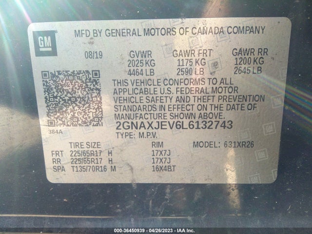 Chevrolet EQUINOX LT 2020 2GNAXJEV6L6132743 Image 9