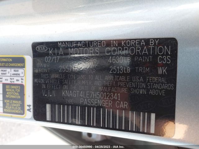 KNAGT4LE7H5012341 KIA Optima Hybrid Base