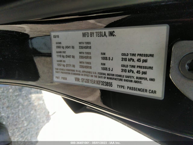 Tesla Model 3 Range 2019 5YJ3E1EA1KF323855 Image 10