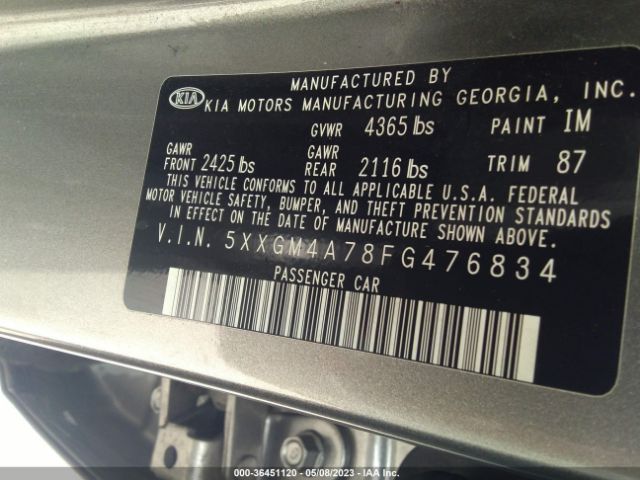 5XXGM4A78FG476834 KIA Optima Lx