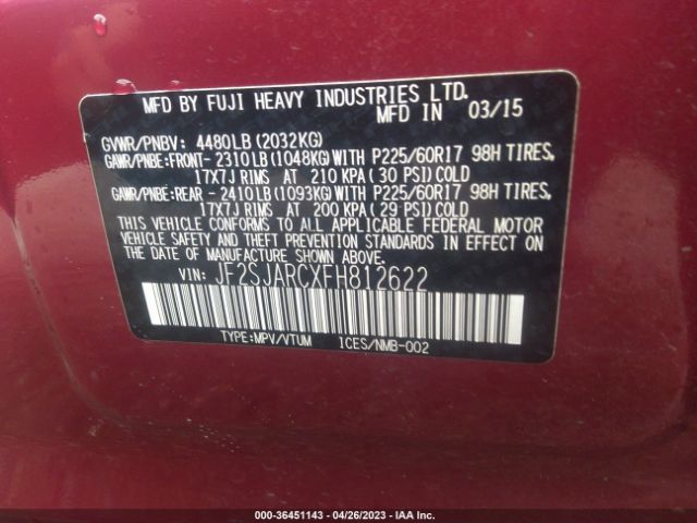 JF2SJARCXFH812622 Subaru Forester 2.5i Limited