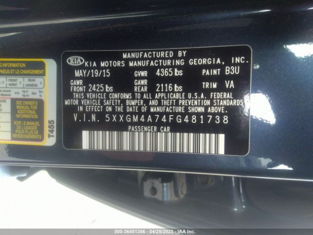 5XXGM4A74FG481738 KIA Optima Lx
