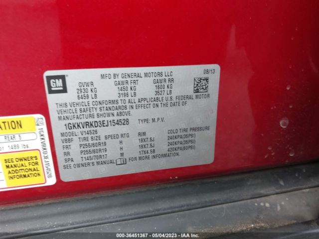 1GKKVRKD3EJ154528 GMC ACADIA SLT