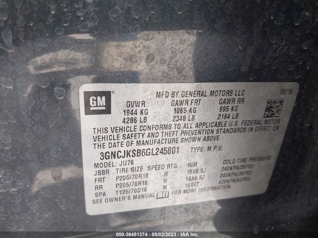 Chevrolet TRAX LS 2016 3GNCJKSB6GL245801 Image 9
