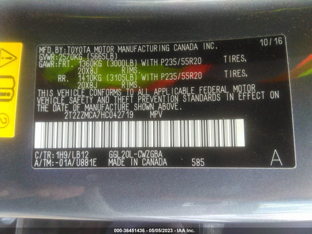 2T2ZZMCA7HC042719 Lexus Rx Rx 350