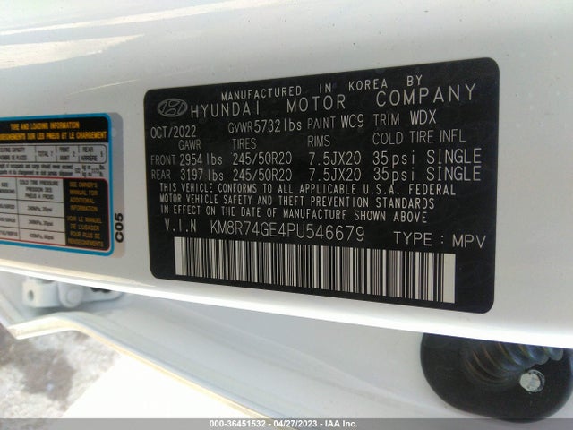 2023 HYUNDAI PALISADE CALLIGRAPHY VIN: KM8R74GE4PU546679