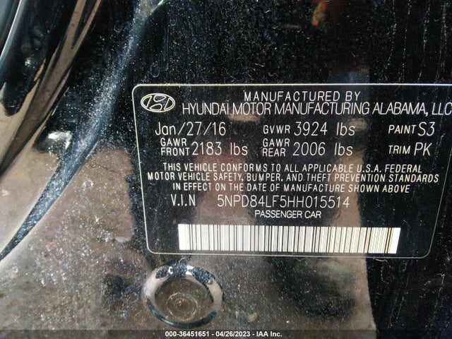Hyundai ELANTRA SE 2017 5NPD84LF5HH015514 Image 9