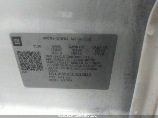 Chevrolet Sonic Premier 2020 1G1JF5SB1L4112522 Image 9