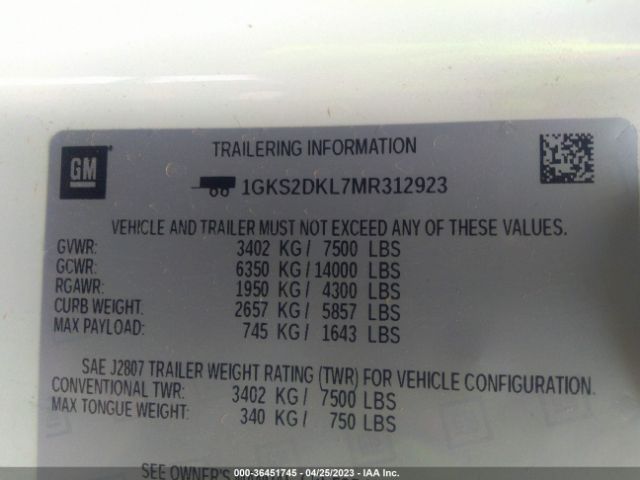 1GKS2DKL7MR312923 GMC YUKON DENALI