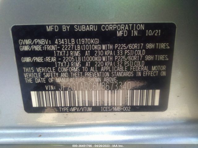 JF2GTABC6M8673340 Subaru Crosstrek