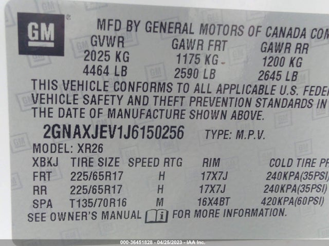 Chevrolet EQUINOX LT 2018 2GNAXJEV1J6150256 Image 9
