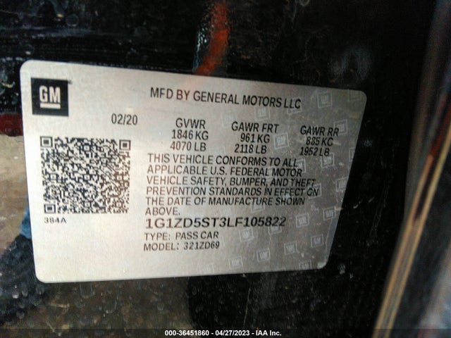 Chevrolet MALIBU LT 2020 1G1ZD5ST3LF105822 Image 9