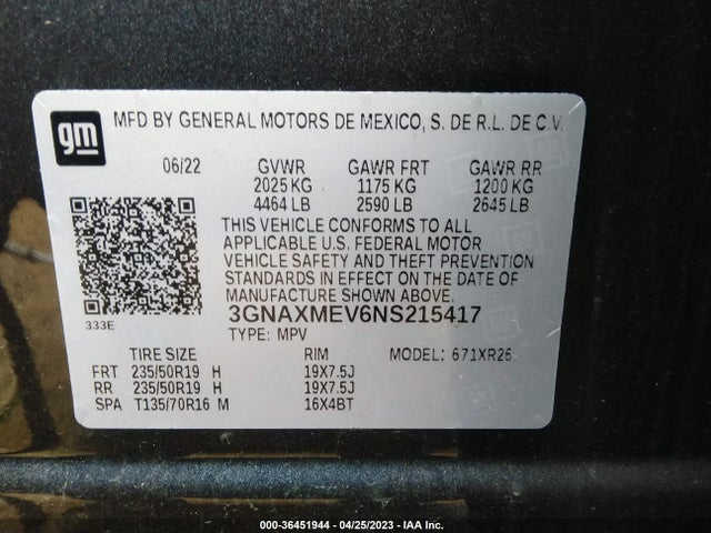 Chevrolet EQUINOX RS 2022 3GNAXMEV6NS215417 Image 9
