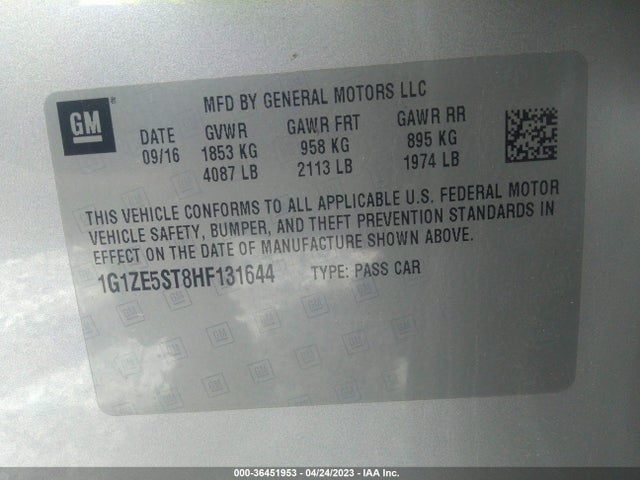 Chevrolet MALIBU LT 2017 1G1ZE5ST8HF131644 Image 9