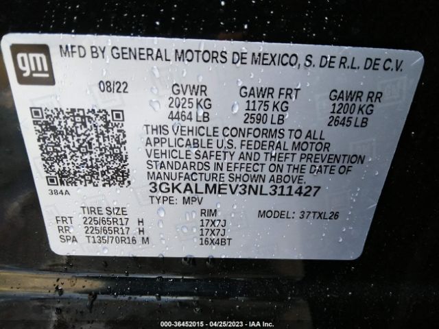 3GKALMEV3NL311427 GMC Terrain Sle