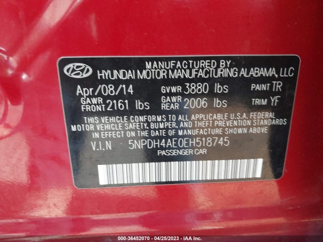 Hyundai ELANTRA SE 2014 5NPDH4AE0EH518745 Image 11