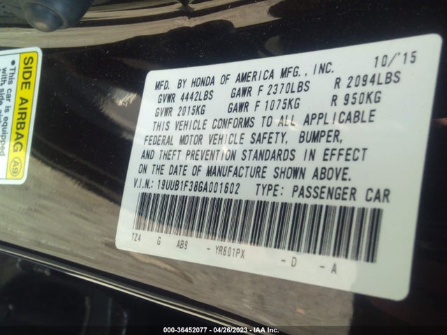 Acura TLX 2016 19UUB1F38GA001602 Image 10