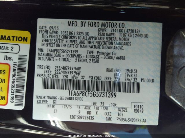 1FA6P8CF5G5231399 Ford MUSTANG GT