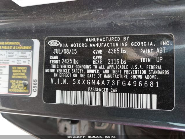 5XXGN4A73FG496681 KIA OPTIMA EX
