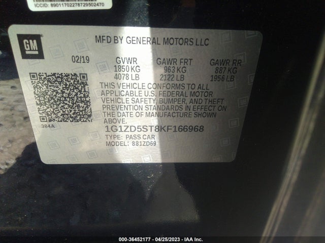 Chevrolet MALIBU LT 2019 1G1ZD5ST8KF166968 Image 10