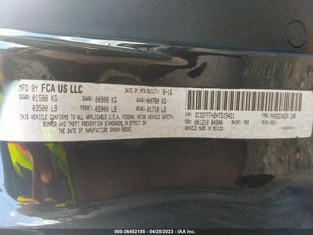 2017 Fiat 500, VIN: 3C3CFFFH2HT515421