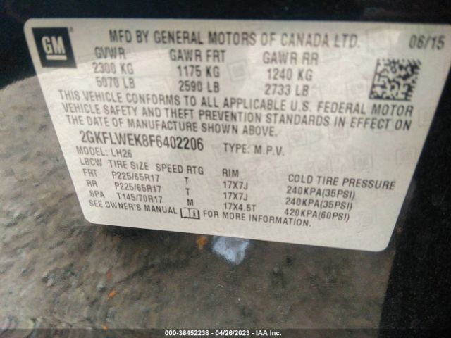 2GKFLWEK8F6402206 GMC Terrain Sle