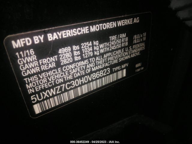 5UXWZ7C30H0V86823 BMW X3 Sdrive28i