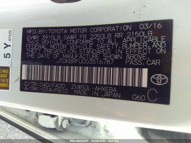 Toyota Prius Two 2016 JTDKBRFU0G3516787 Image 11