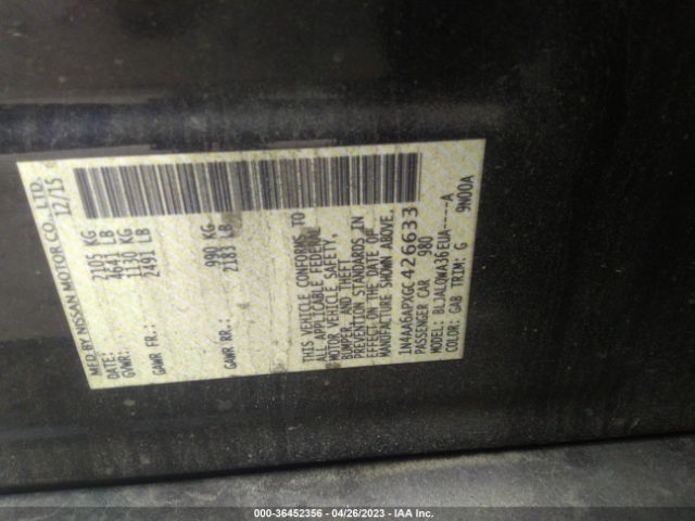 1N4AA6APXGC426633 Nissan Maxima 3.5 S