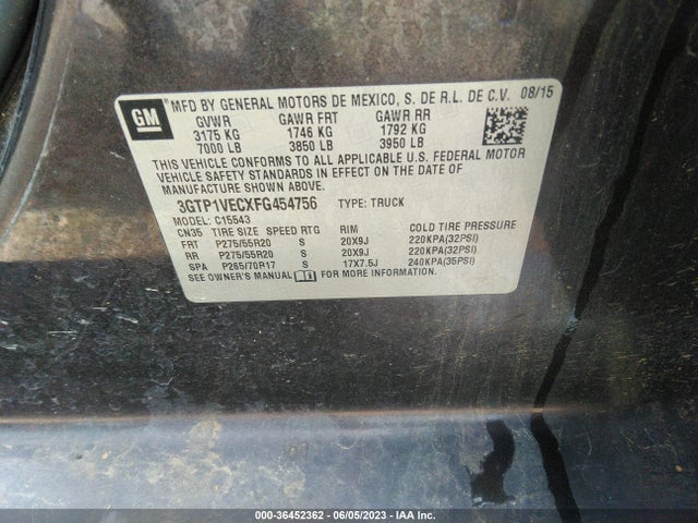 3GTP1VECXFG454756 GMC Sierra 1500 Slt